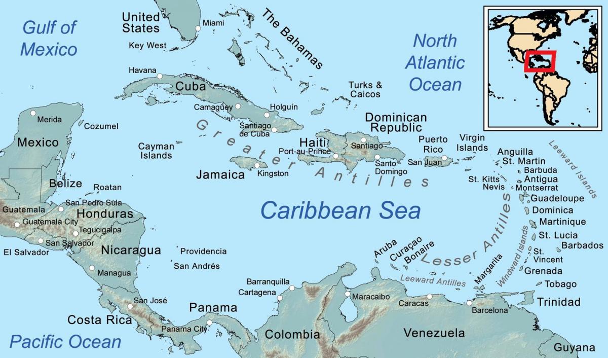 peta dari Belize dan pulau-pulau sekitarnya