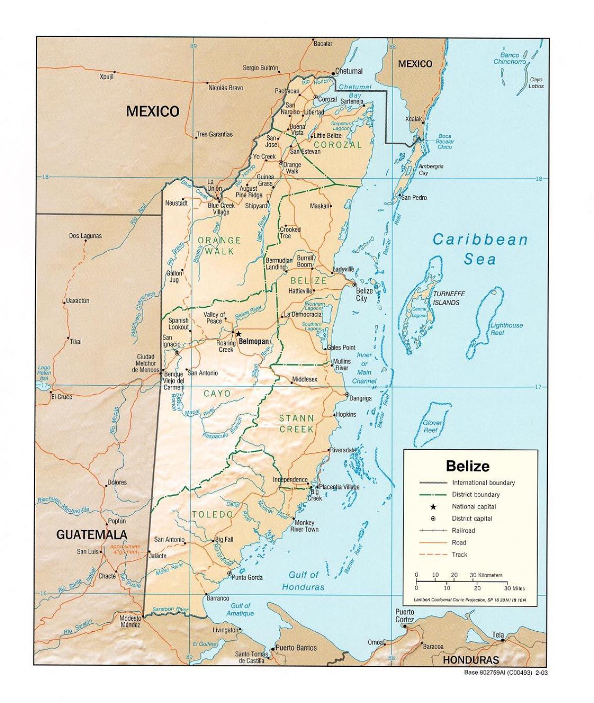peta yang menunjukkan Belize