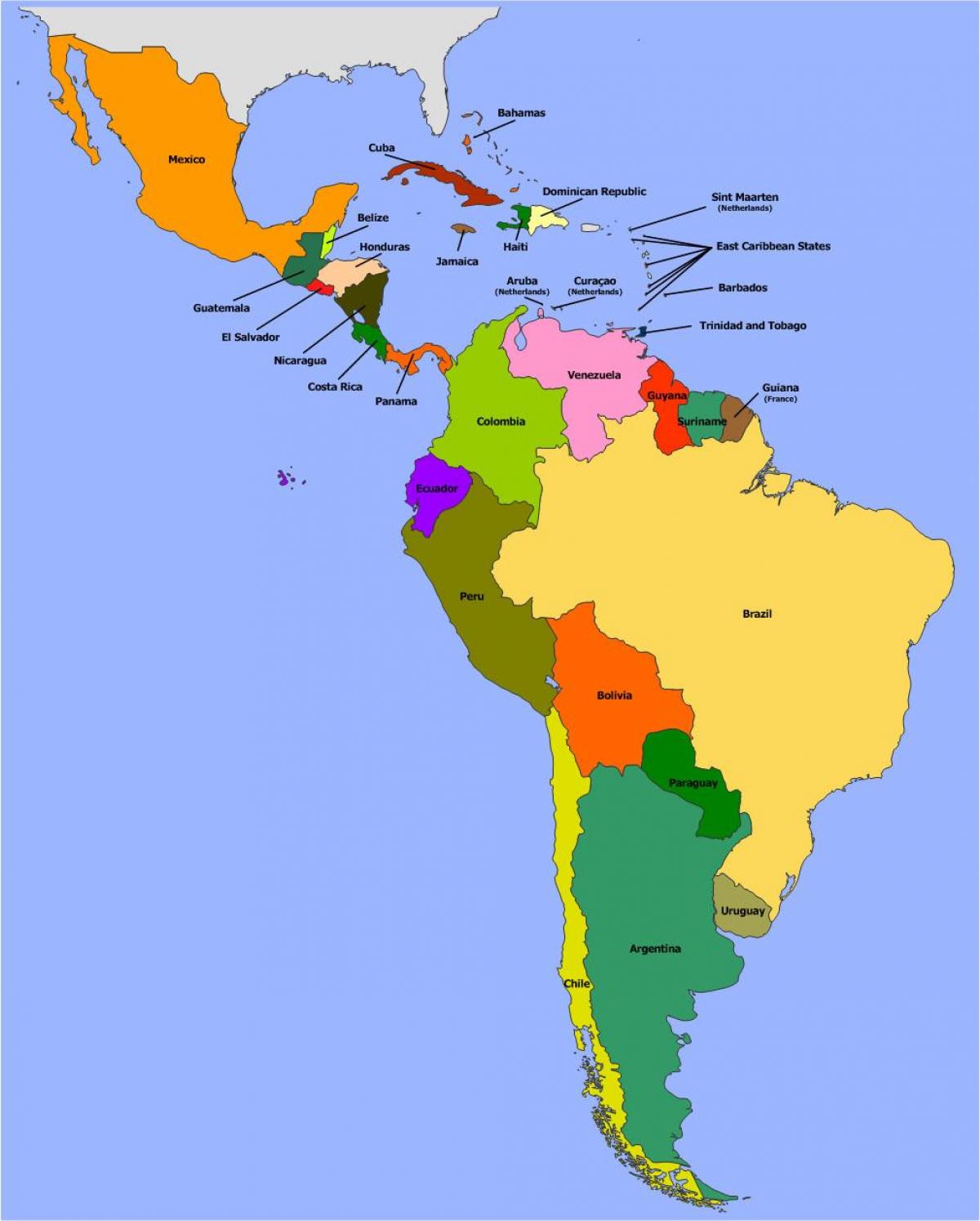 Peta dari Belize amerika selatan