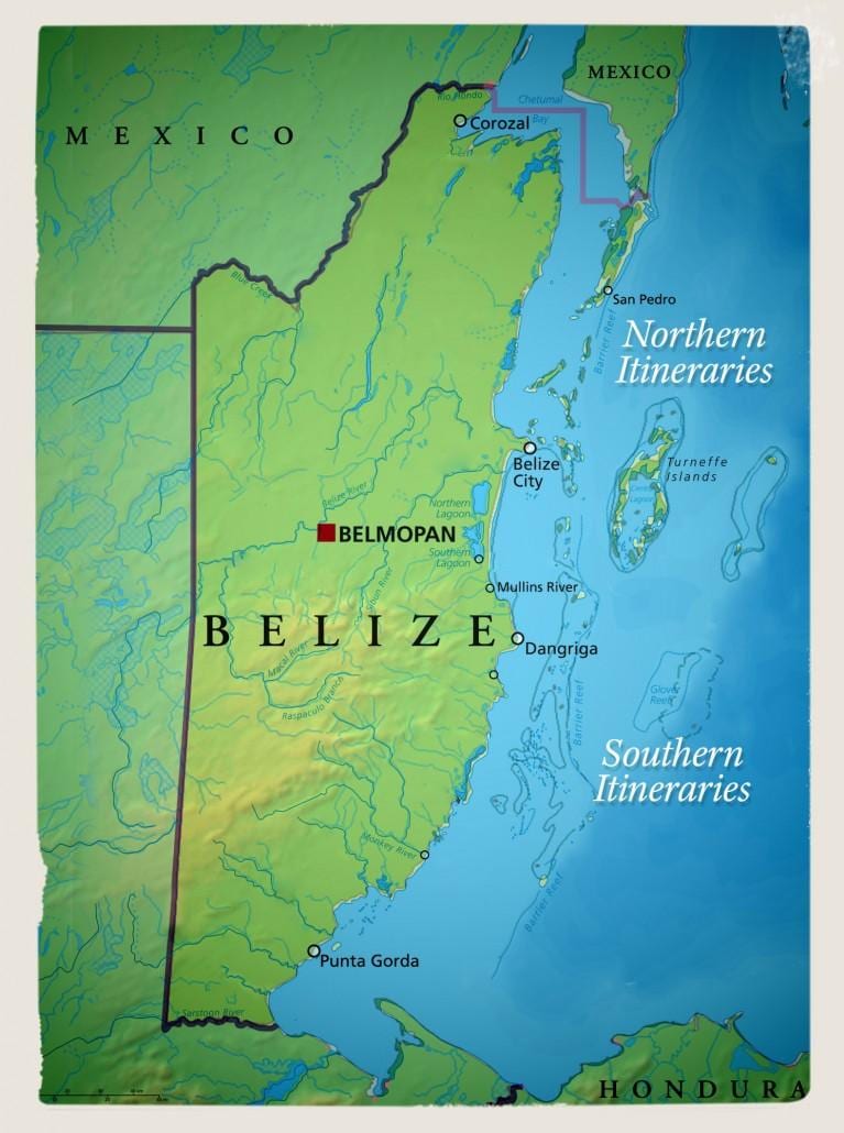 Peta dari Belize berlayar