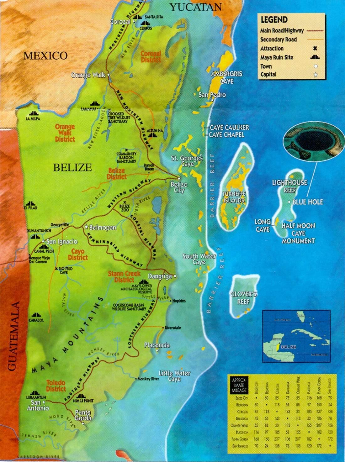 Peta dari Belize kebun binatang