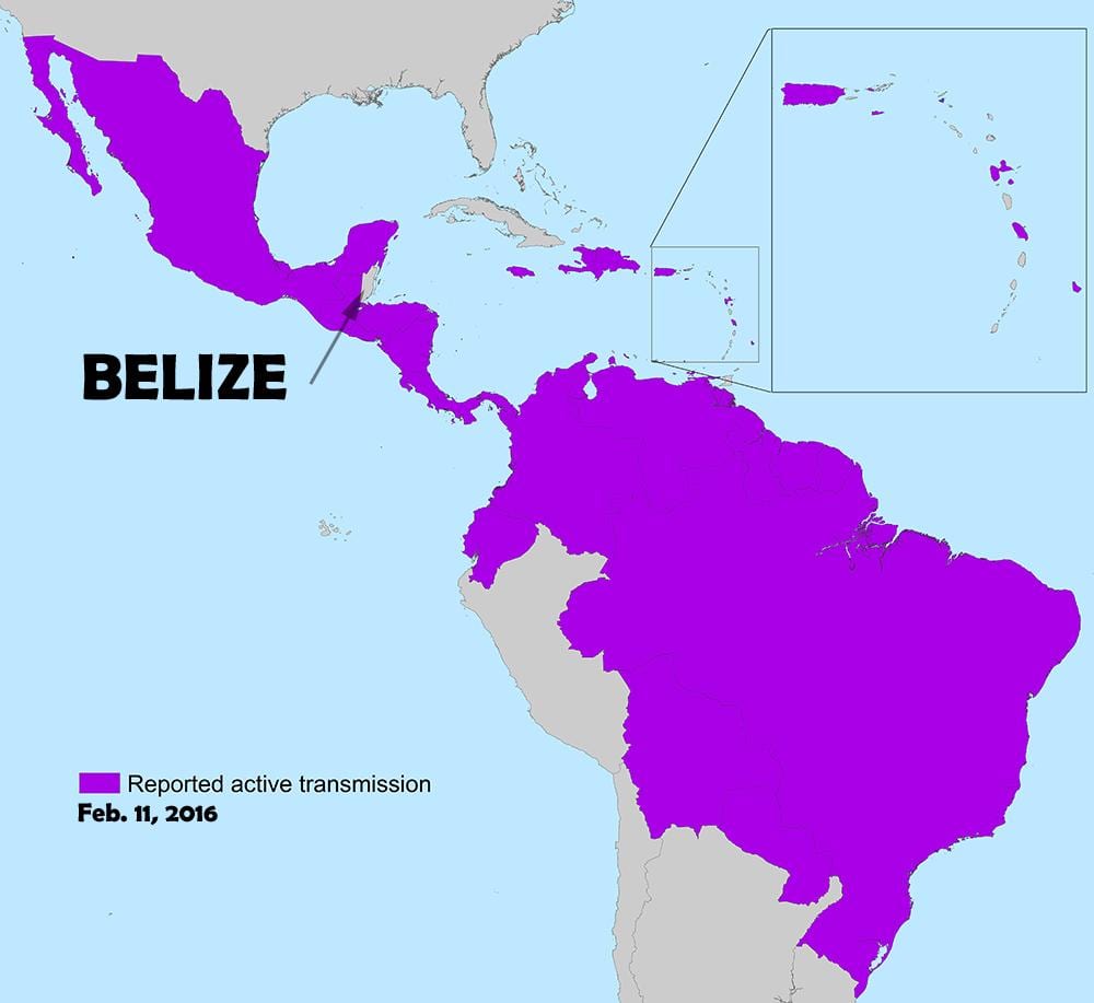 Peta dari Belize zika