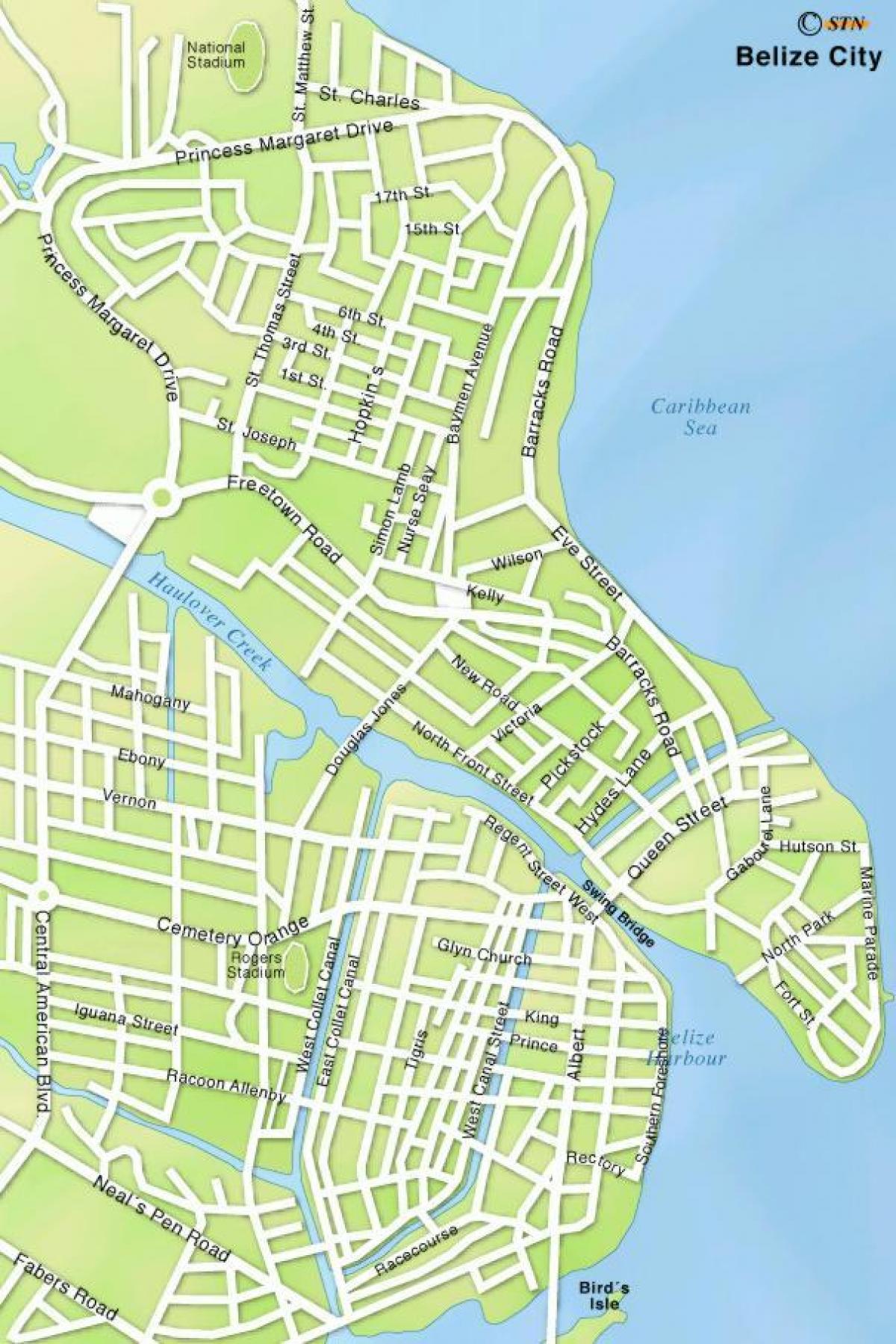 peta kota Belize city jalan-jalan