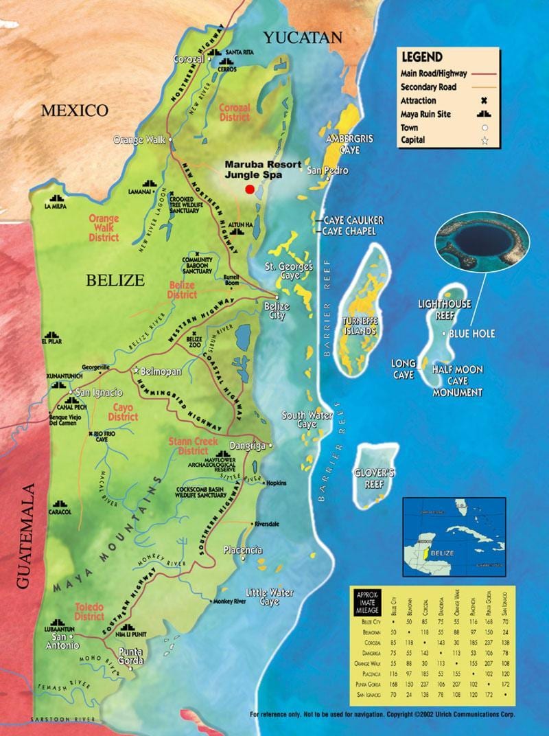 Peta dari tembakau caye Belize