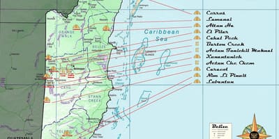 Peta dari Belize piramida
