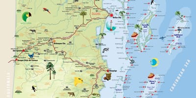 Peta dari Belize poin dari bunga