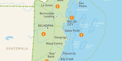 Peta dari Belize dan negara-negara sekitarnya